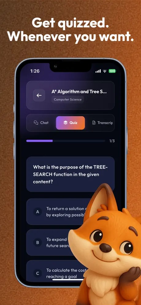 Get quizzed whenever you want